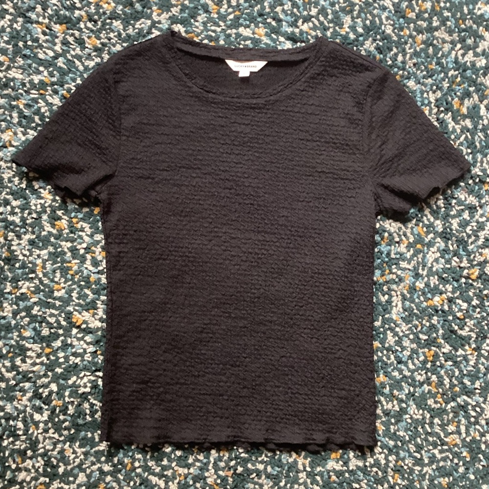Lucky Brand Black Textured T Shirt